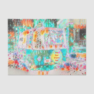 Papier Mousseline Camping Retro Hippie Green Groove Et Vibe Pop Art