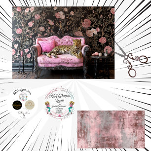 Papier Mousseline Canapé floral découpé paysage léopard rose