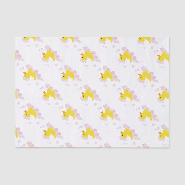 Papier Mousseline Canard dans les bulles roses (Recto)