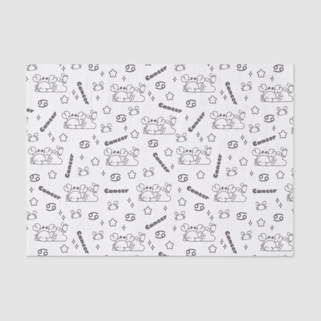 Papier Mousseline Cancer Zodiac Whispers - Motif magique monochrome (Recto)