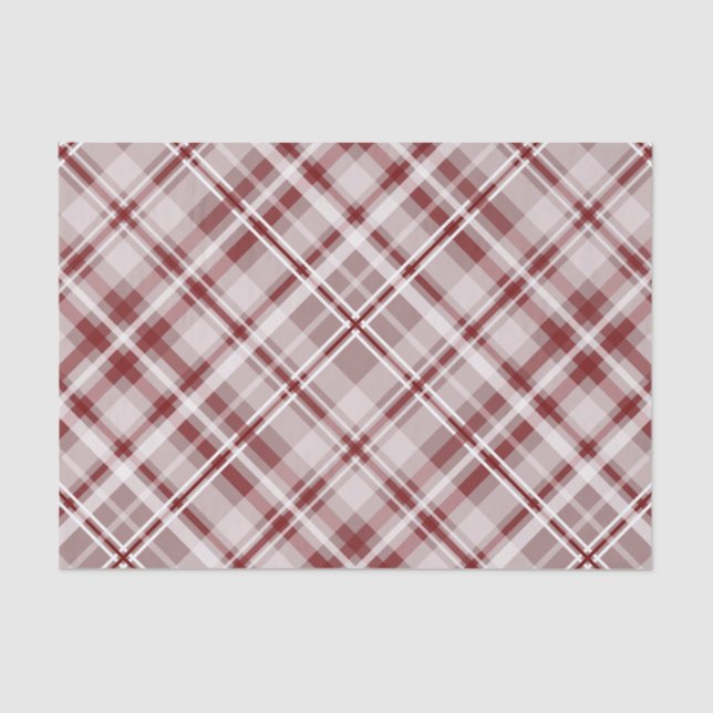 Papier Mousseline canneberge rouge blanc diagonale plaid (Recto)