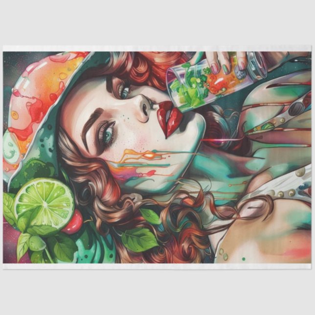 Papier Mousseline Caoutchouc de cocktail Mojito Papier de découpage (Recto)