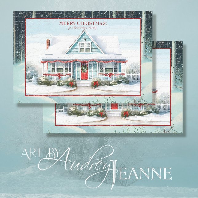 Papier Mousseline Cape Cod House Joyeux Noël Neige Snowy Trees (Créateur téléchargé)