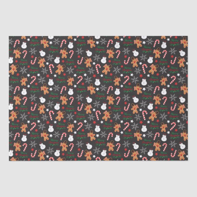 Papier Mousseline Caractère de Noël illustré mignon (Recto)