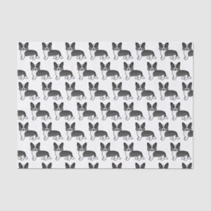 Papier Mousseline Cardigan Welsh Corgi Chien Motif Noir Et Blanc