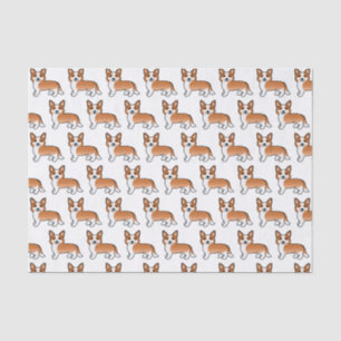 Papier Mousseline Cardigan Welsh Corgi Chien Motif Rouge Et Blanc