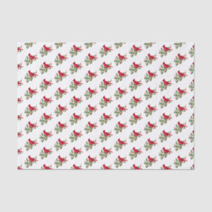 Papier Mousseline Cardinal rouge avec Motif de Noël de Holly Branch