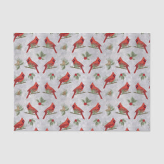 Papier Mousseline Cardinaux d'hiver et papier de tissus de pins