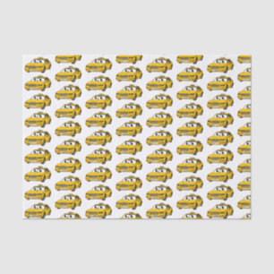 Papier Mousseline Caricature amusante de taxi jaune mignon