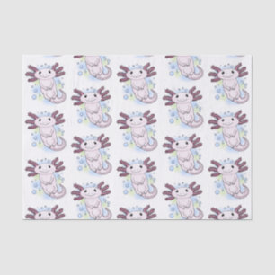 Papier Mousseline Caricature axolotl rose adorable