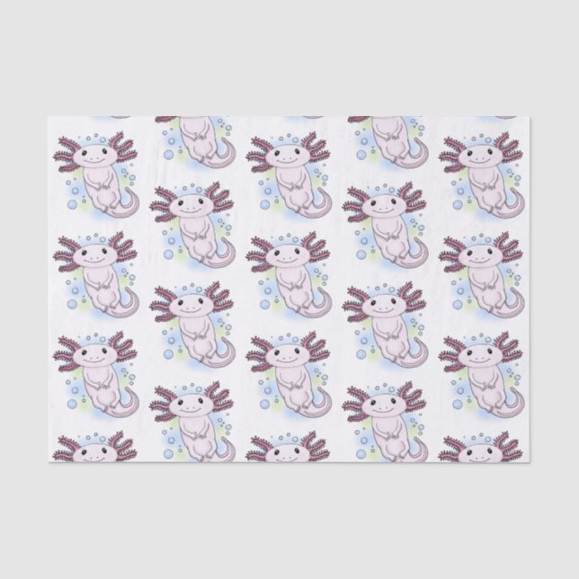 Papier Mousseline Caricature axolotl rose adorable (Recto)