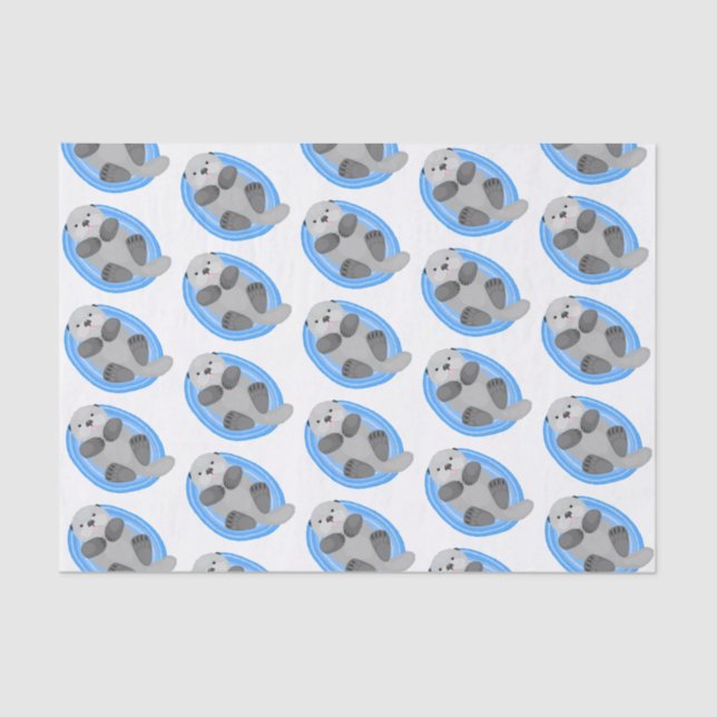Papier Mousseline Caricature bleu loutre de mer joyeux (Recto)