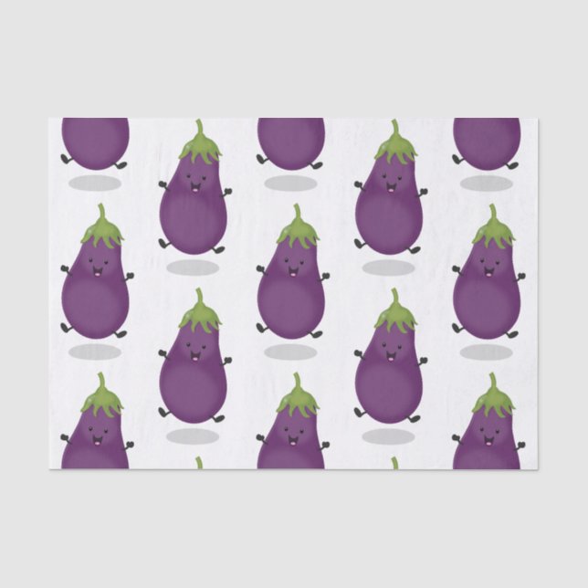 Papier Mousseline Caricature d'aubergine d'aubergine joliment heureu (Recto)