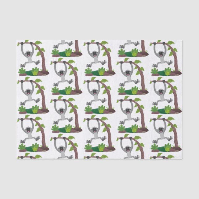 Papier Mousseline Caricature de bande de gibbon joyeux (Recto)