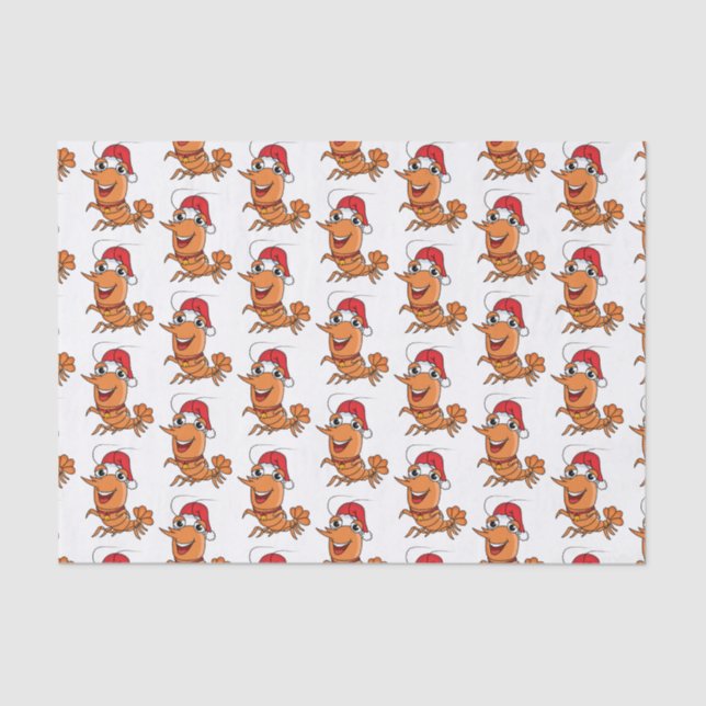 Papier Mousseline Caricature de crevettes de Noël joyeux (Recto)