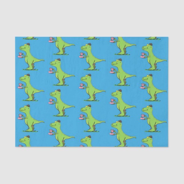 Papier Mousseline Caricature de dinosaure vert t rex (Recto)