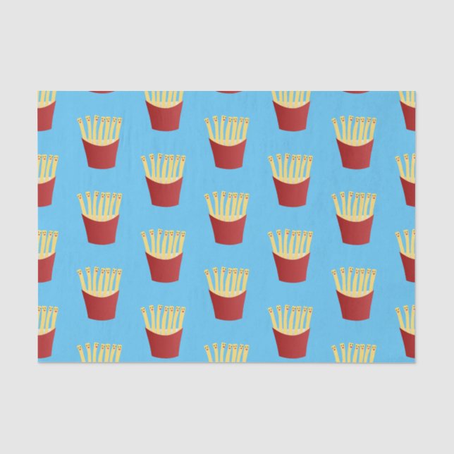 Papier Mousseline Caricature de frites Cute kawaii fast food (Recto)