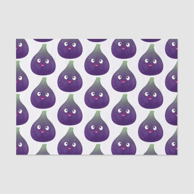 Papier Mousseline Caricature de fruits mauve joyeux aux figues (Recto)