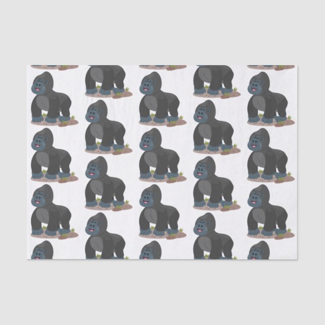 Papier Mousseline Caricature de gros gorilles joyeux (Recto)