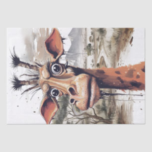 Papier Mousseline Caricature de la Girafe Africaine Funny Safari