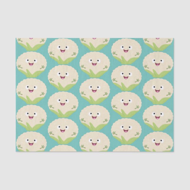 Papier Mousseline Caricature de légume de chou-fleur joyeux (Recto)