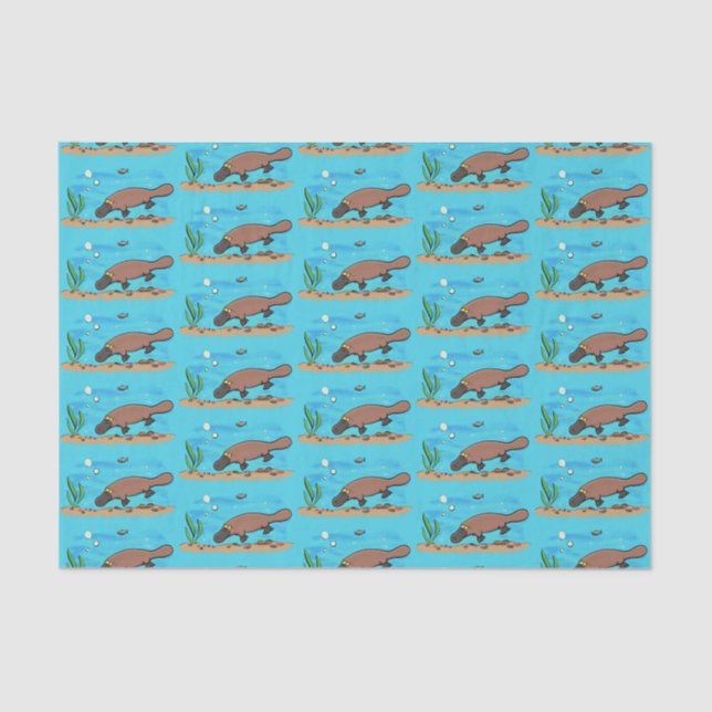 Papier Mousseline Caricature de natation de Cute platypus (Recto)