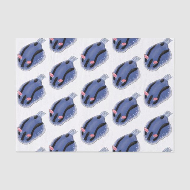Papier Mousseline Caricature de nudibranche bleu mignon (Recto)