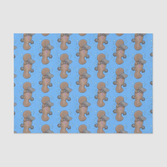 Papier Mousseline Caricature de platypus bébé très heureuse (Recto)