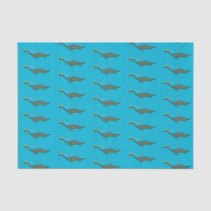 Papier Mousseline Caricature de plesiosaure, monstre marin mignon et