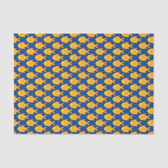 Papier Mousseline Caricature de poisson rouge motif remplissage boît (Recto)