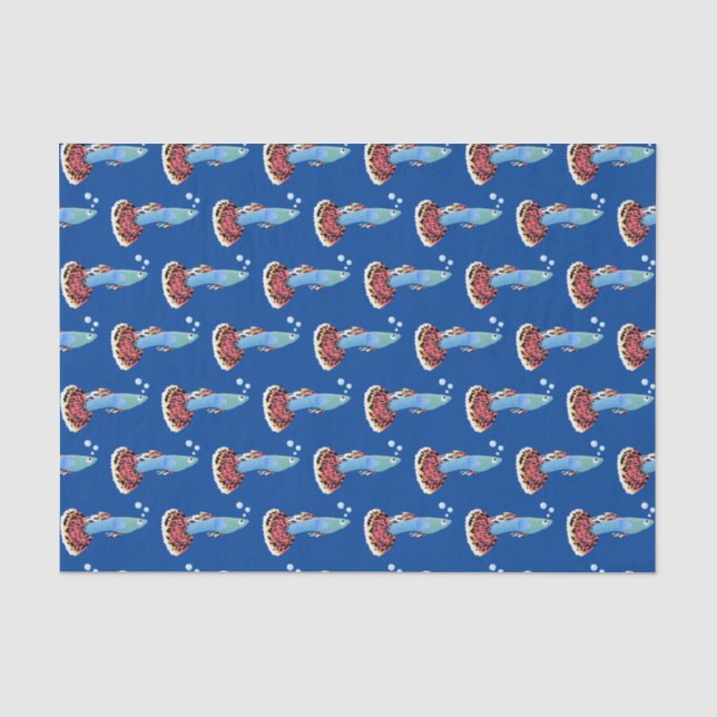 Papier Mousseline Caricature de poisson tropical guppy très chic (Recto)