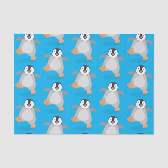 Papier Mousseline Caricature de poussin de pingouin mignon et joyeus (Recto)