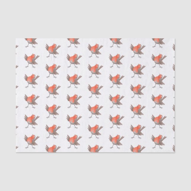 Papier Mousseline Caricature d'oiseau rouge chantant mignon (Recto)