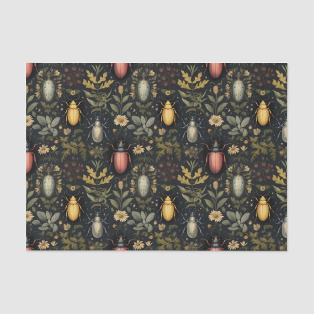 Papier Mousseline Caricatures florales et insectes (Recto)