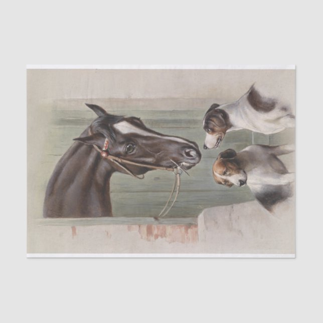 Papier Mousseline Carl Richert | Cheval Et Chiens (Recto)