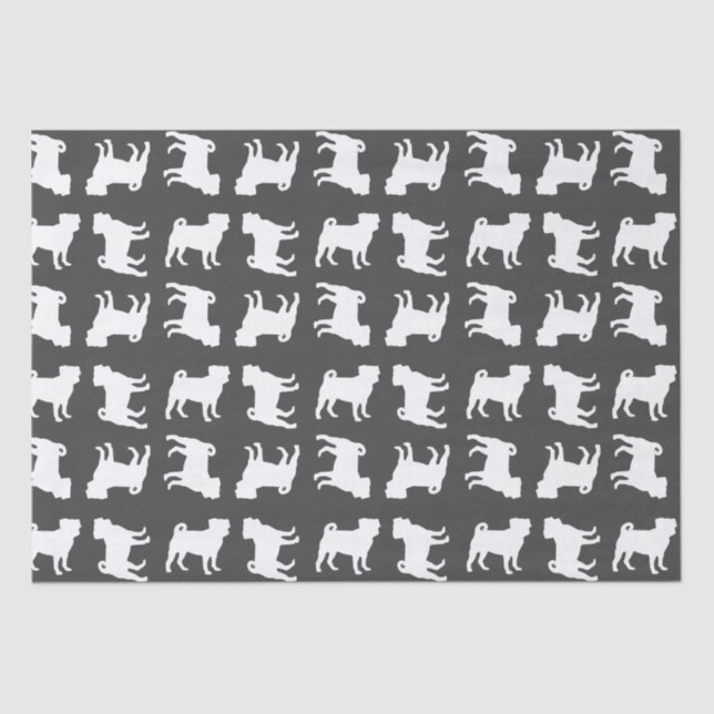 Papier Mousseline Carlin Chien Baby shower Gris Chiot Chien Neutre G (Recto)