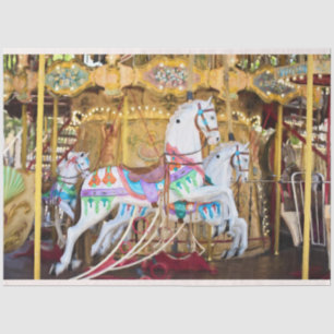 Papier Mousseline Carnaval Carrousel Horses 20x30 Découpage