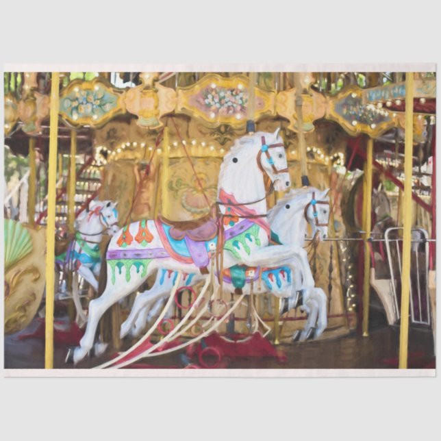 Papier Mousseline Carnaval Carrousel Horses 20x30 Découpage (Recto)