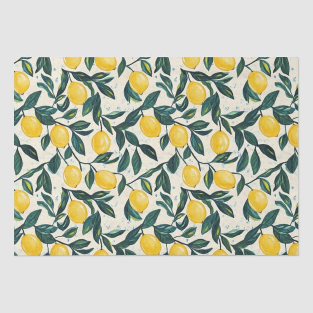 Papier Mousseline Carnet spiral à motifs de citron jaune vif (Recto)