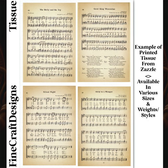 Papier Mousseline Carols de Noël Hymne Partition Musique DV1F Découp (Créateur téléchargé)