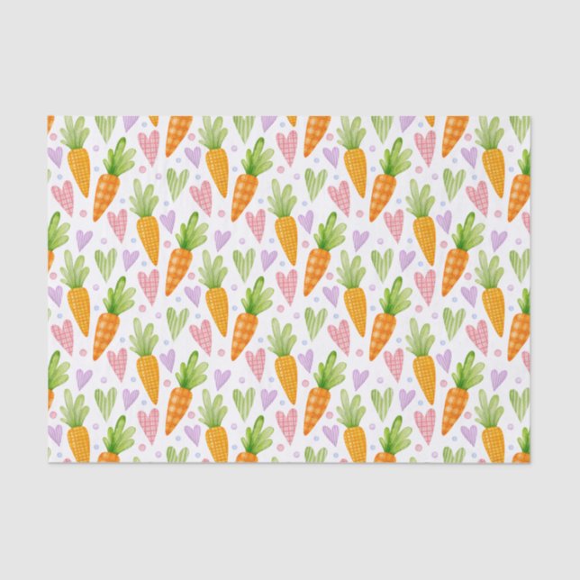 Papier Mousseline Carottes et Coeurs mignons (Recto)