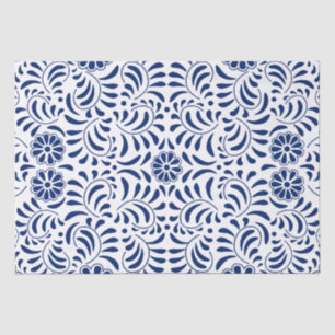 Papier Mousseline Carreau de Talavera bleu Style espagnol Fiesta