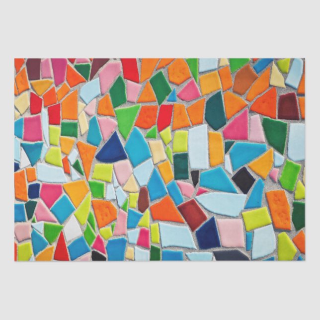 Papier Mousseline Carreaux de mosaïque colorés (Recto)