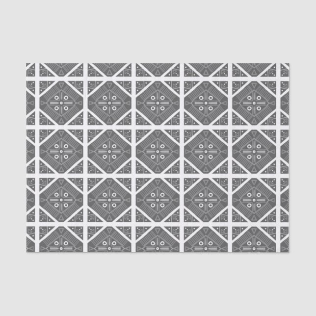 Papier Mousseline Carrelage blanc gris Motif géométrique Cadeau (Recto)