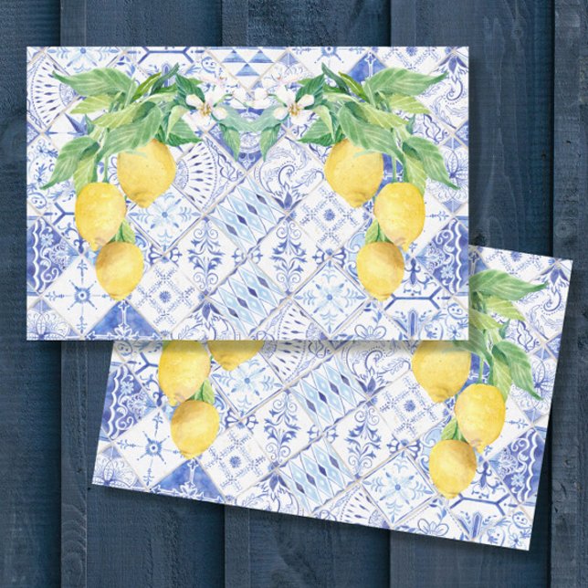 Papier Mousseline Carrelage bleu citron blanc Carrelage rustique Fer (Créateur téléchargé)