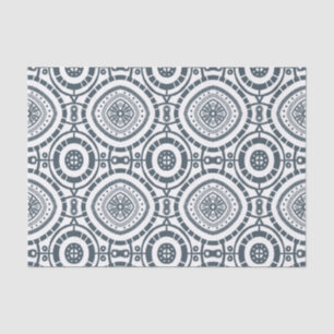 Papier Mousseline Carrelage circulaire Denim Motif blanc bleu