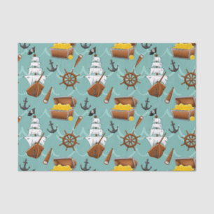 Papier Mousseline carrelage mignon motif de la fête de bateau pirate