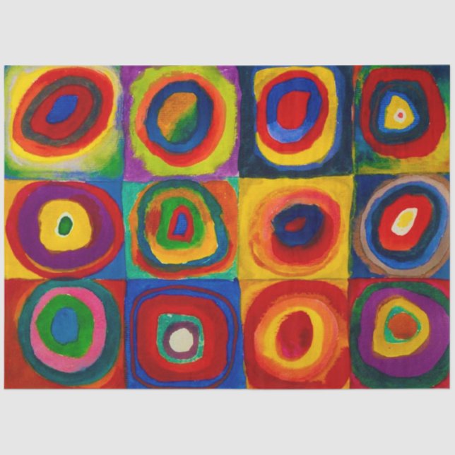 Papier Mousseline Carrés avec cercles, Abstraits, Wassily Kandinsky (Recto)