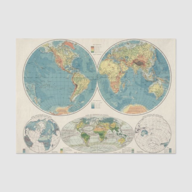 Papier Mousseline Carte 2 d'atlas du monde (Recto)