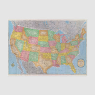 Papier Mousseline Carte 3 des Etats-Unis